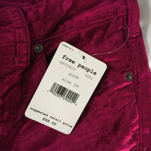 Free People Pink Velvet Crop Pants - Picture 6 of 8